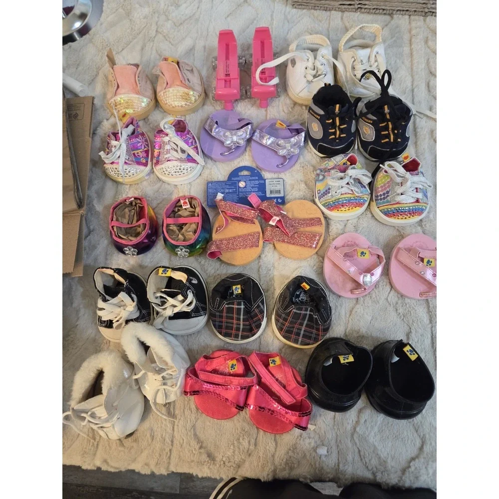 build-a-bear workshop shoe lot - sneakers sandals roller skates glitter